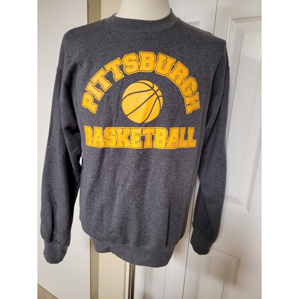 Pittsburgh Basketball Sweatshirt Hanes Ulimate Fleece Charcoal Grey Mens M